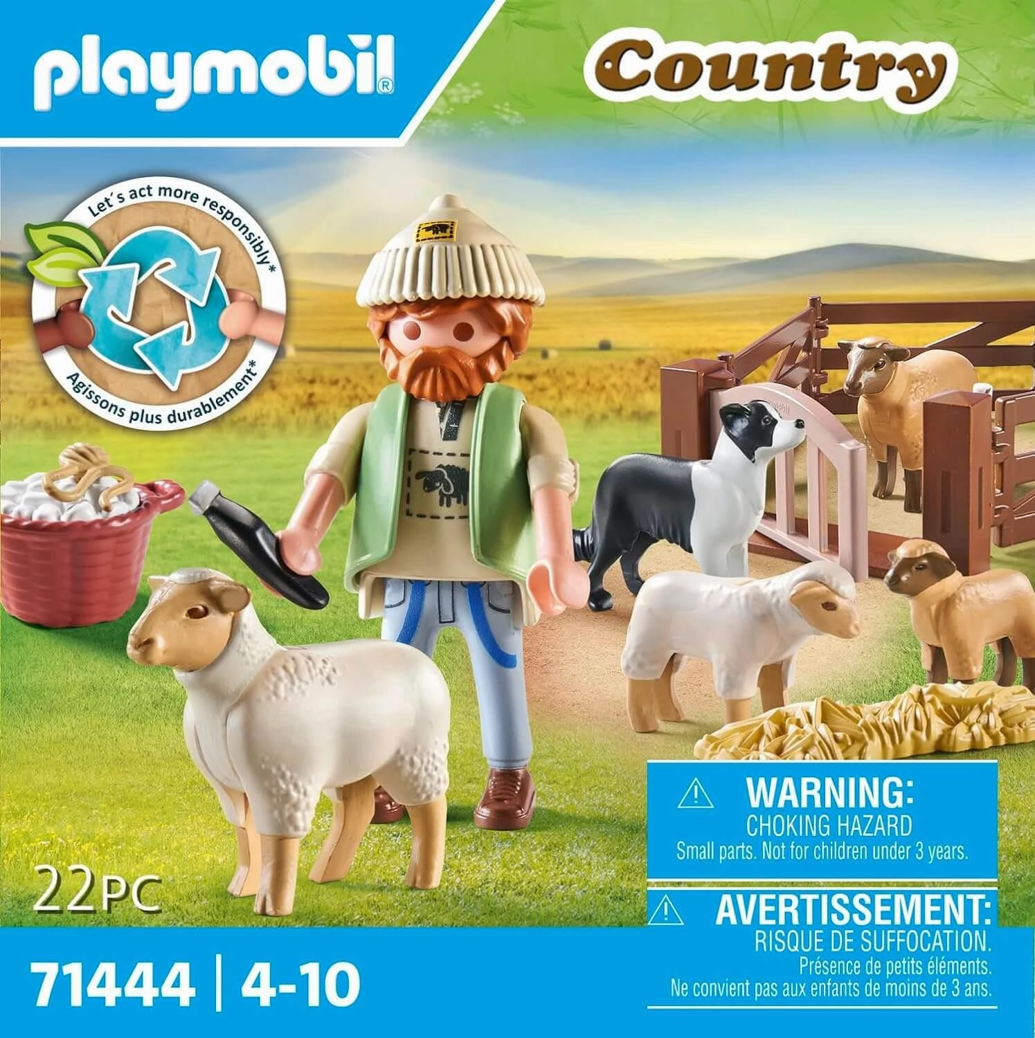 Playmobil Country 71444 Young Shepherd with Flock of Sheep for Ages 4 