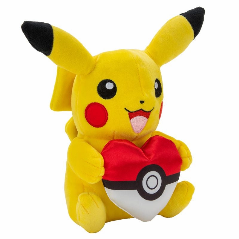 Pokemon 20cm Valentines Plush - Pikachu With Poke Ball Heart Accessory