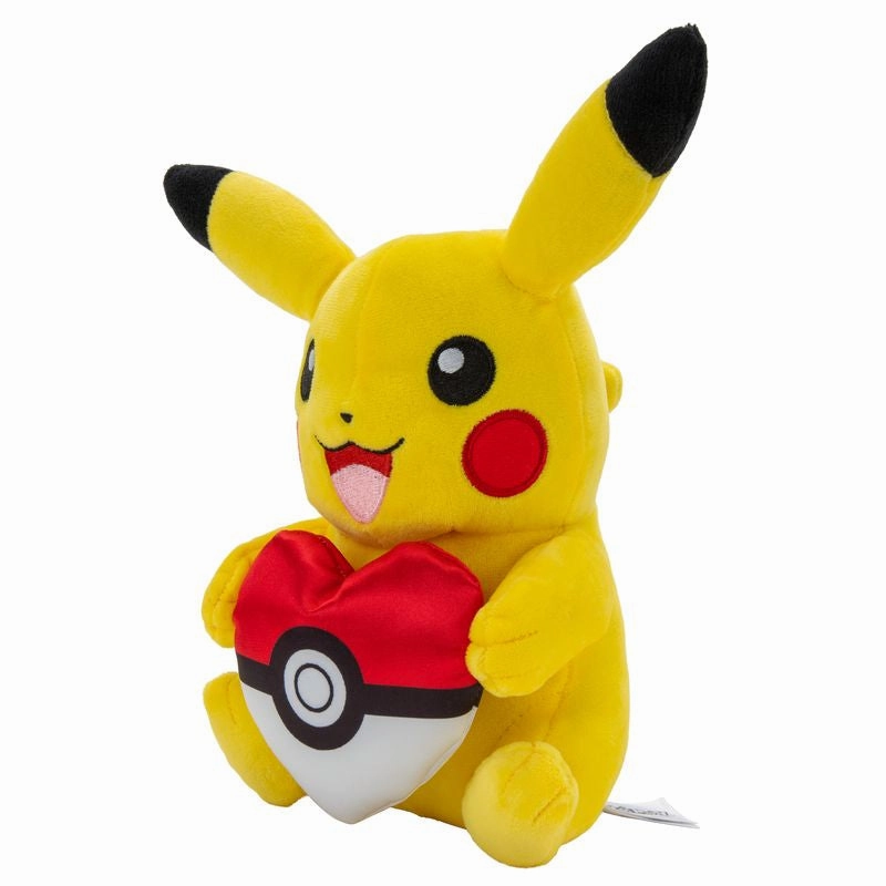 Pokemon 20cm Valentines Plush - Pikachu With Poke Ball Heart Accessory