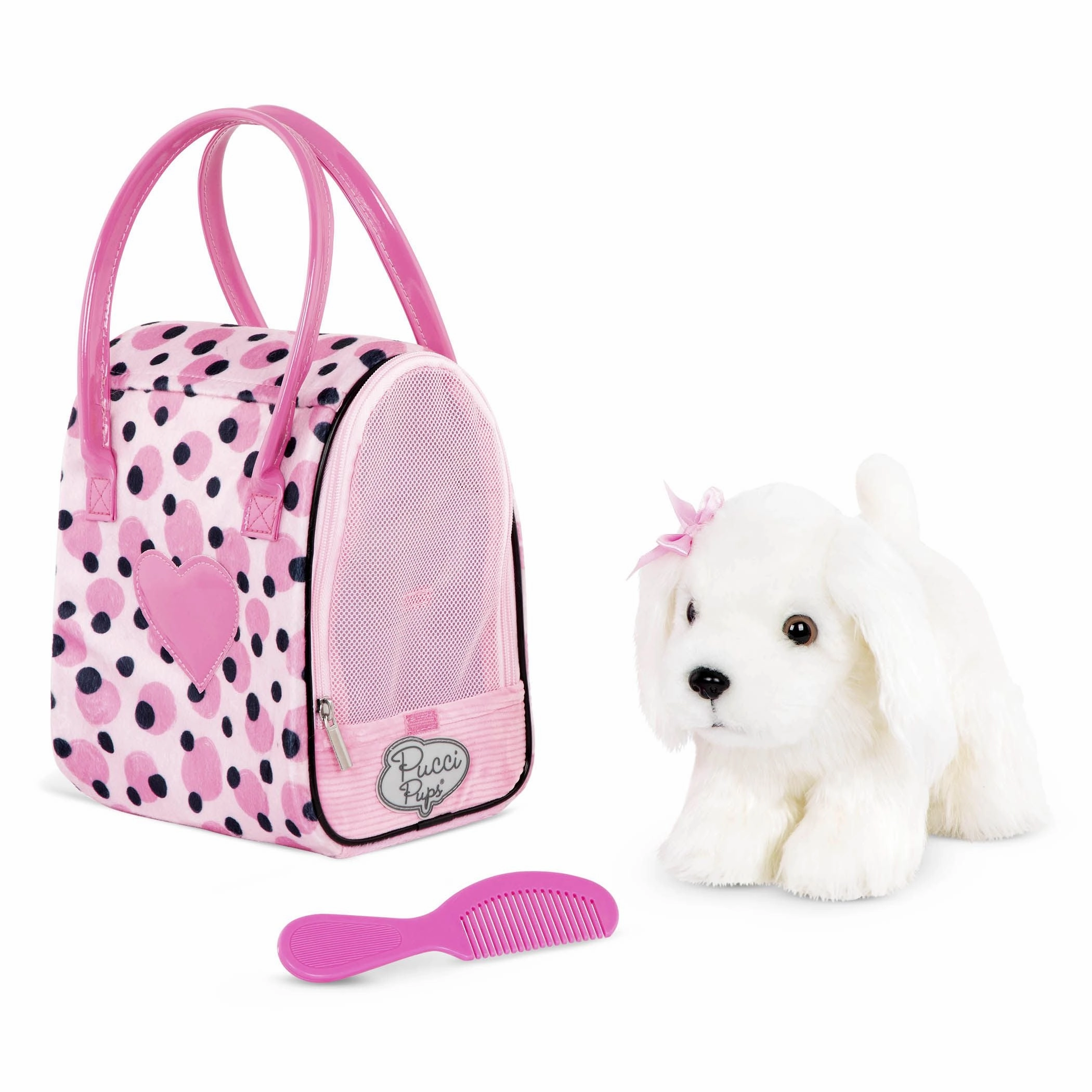 Pucci Pup Pink Polka Dot Print Bag With Maltese Pup