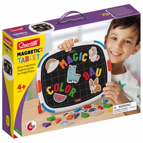 Quercetti Magnetic Discovery Board - Double-Sided Learning Tablet with Letters and Animal Magnets