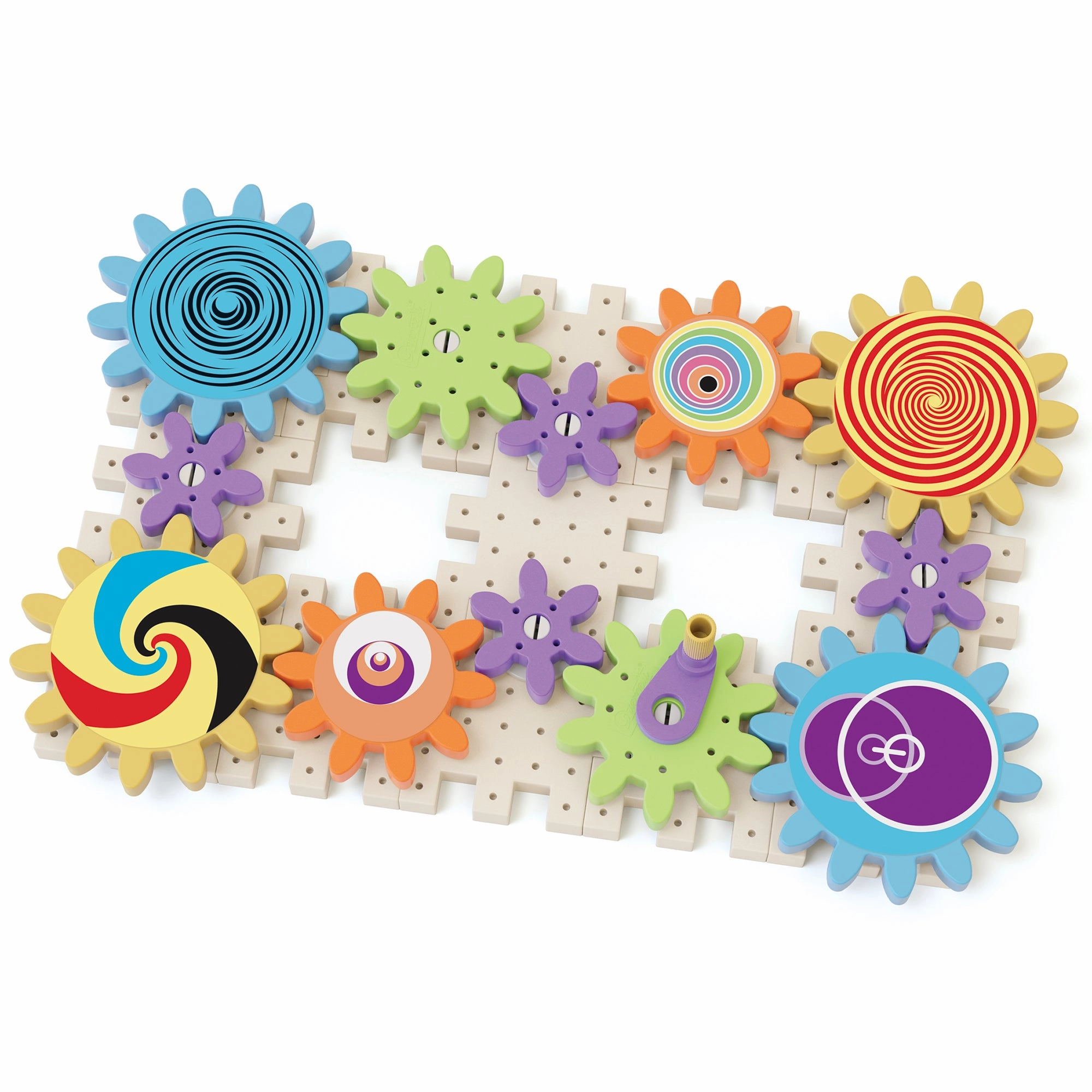 Quercetti PlayEco  Kaleido Gears - 38pc Colorful STEM Gear Playset