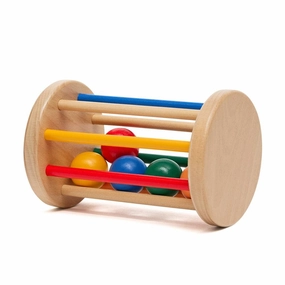 Rainbow Rolling Drum with Caged Coloured Balls