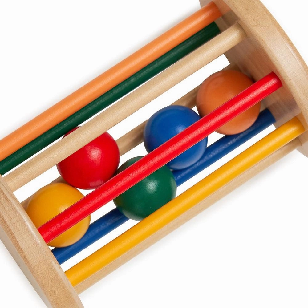 Rainbow Rolling Drum with Caged Coloured Balls