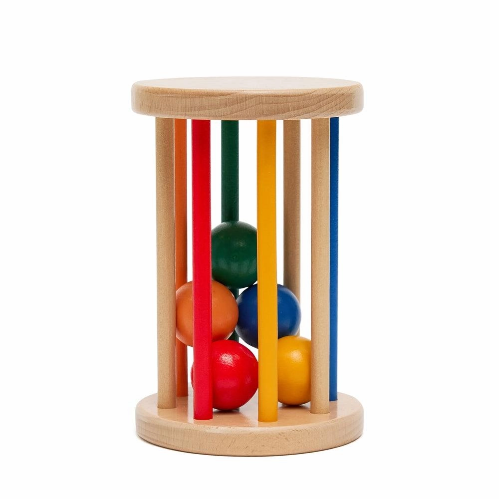 Rainbow Rolling Drum with Caged Coloured Balls