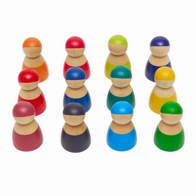 Rainbow Wooden Peg Dolls - 12 Pieces