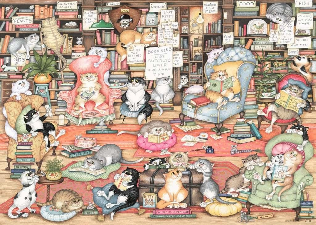 Ravensburger Crazy Cats Bingley's Bookclub 1000 PC Jigsaw for Ages 14 