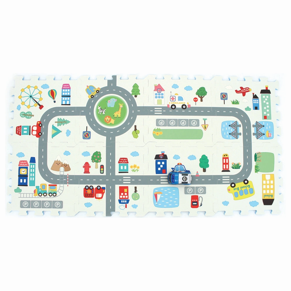 Road Track Puzzle Play Floor Mat With Toy Car