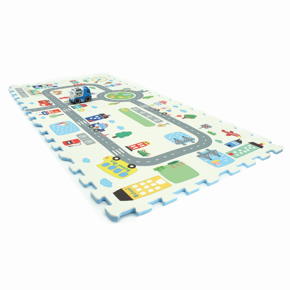 Road Track Puzzle Play Floor Mat With Toy Car