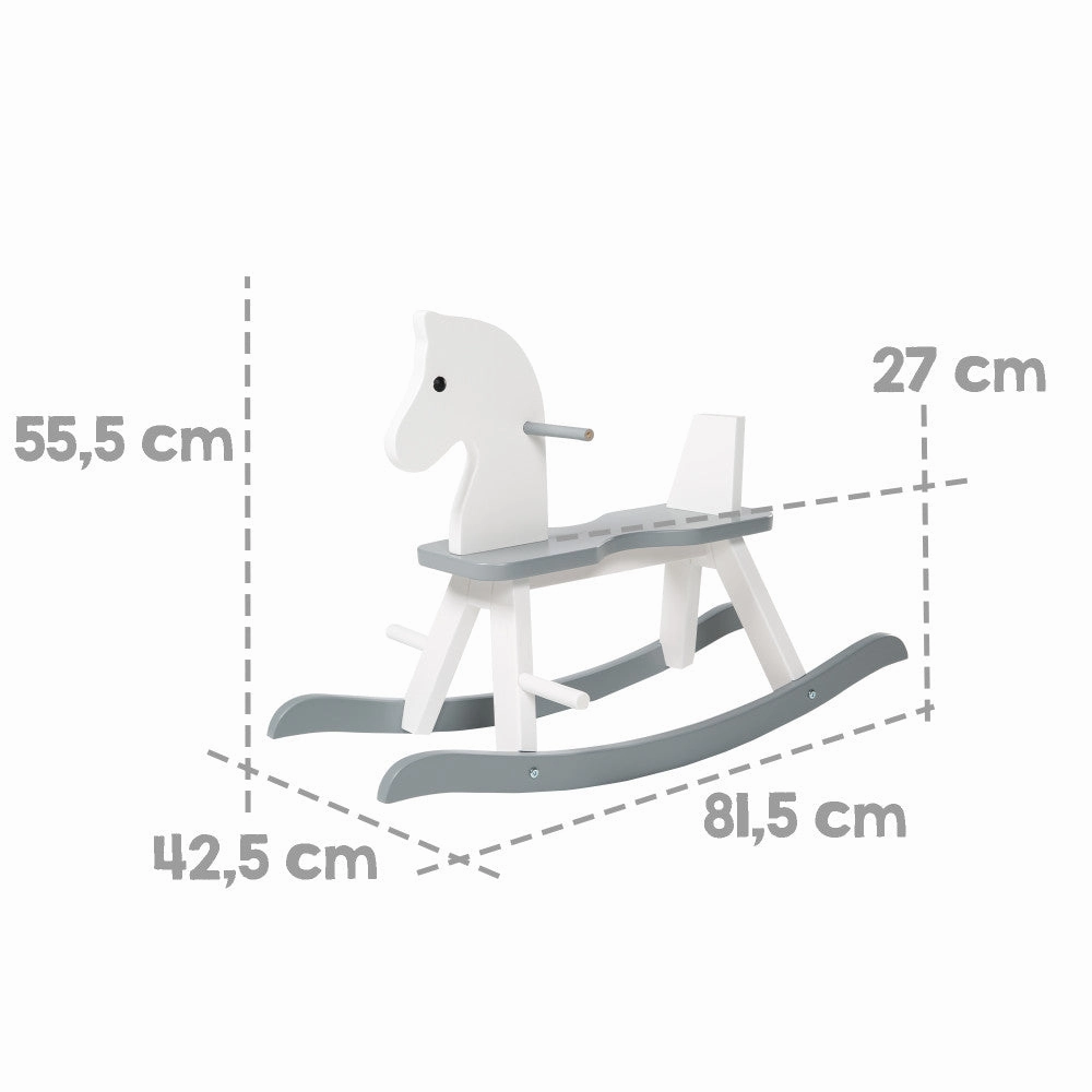 Roba Wooden Rocking Horse - White & Gray