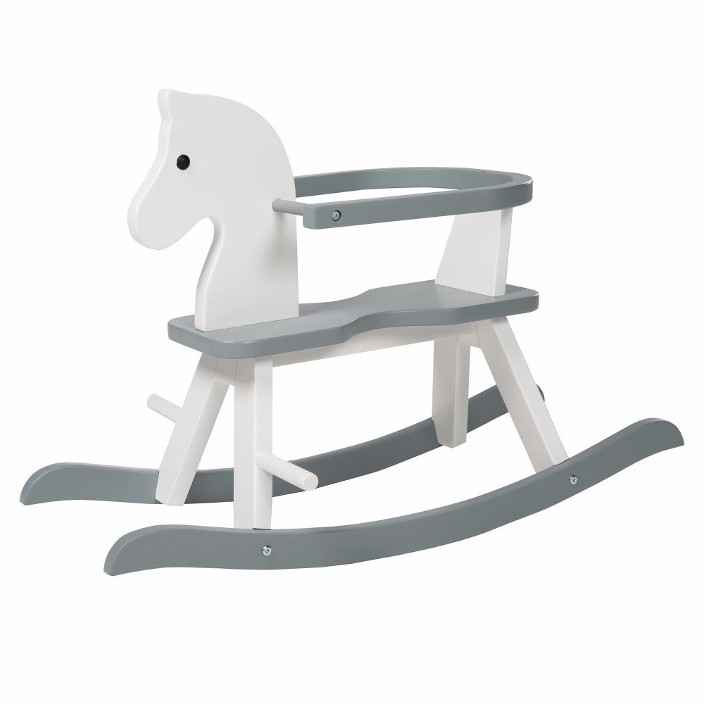 Roba Wooden Rocking Horse - White & Gray
