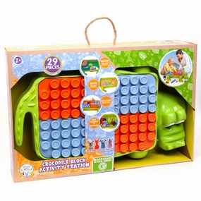 Roo Crew Crocodile Block Activity Station - Eco Wood, 29 Pieces, Ages 2 