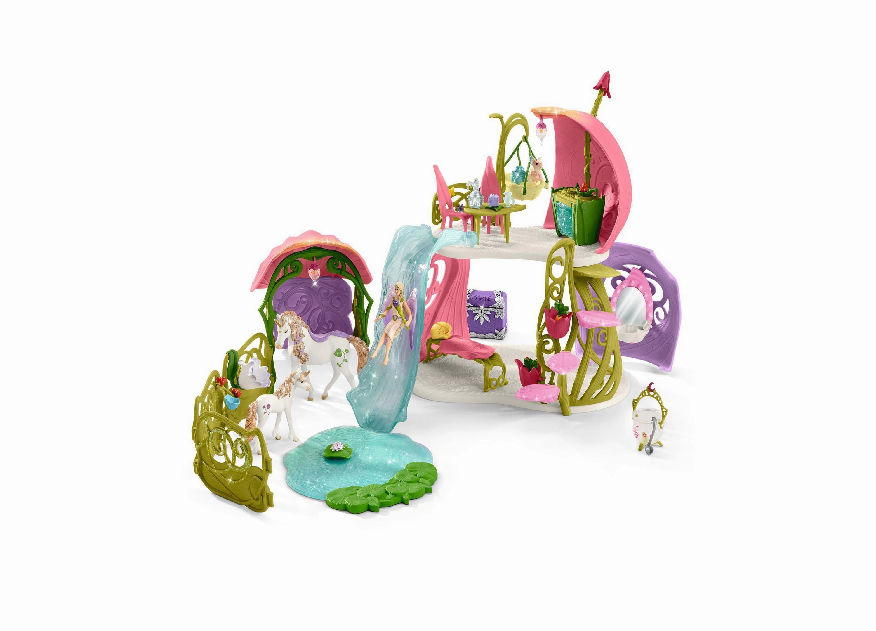 Schleich Bayala Glittering Flower House Playset with Unicorns and Stable