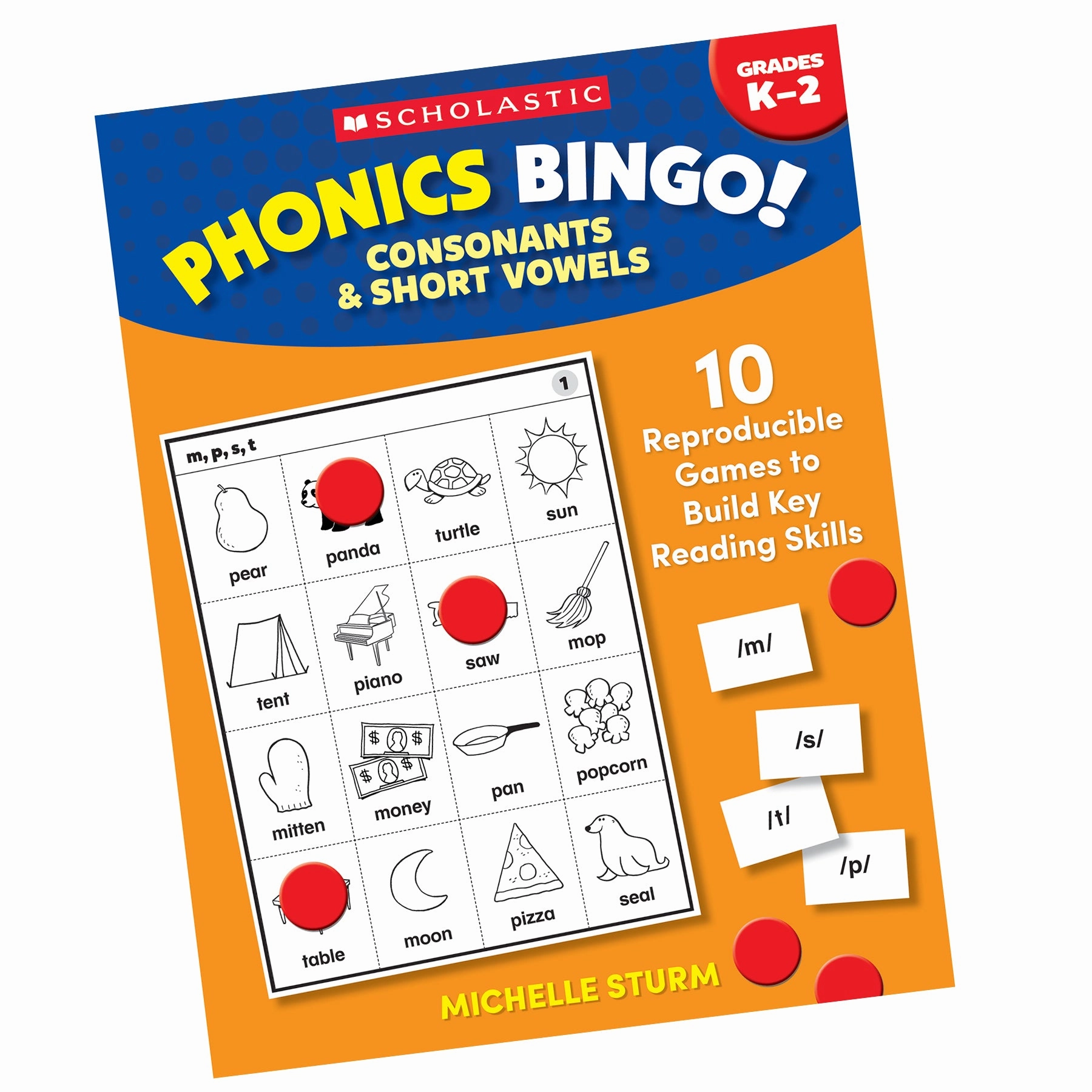 Scholastic Phonics Bingo Game - Consonants & Short Vowels