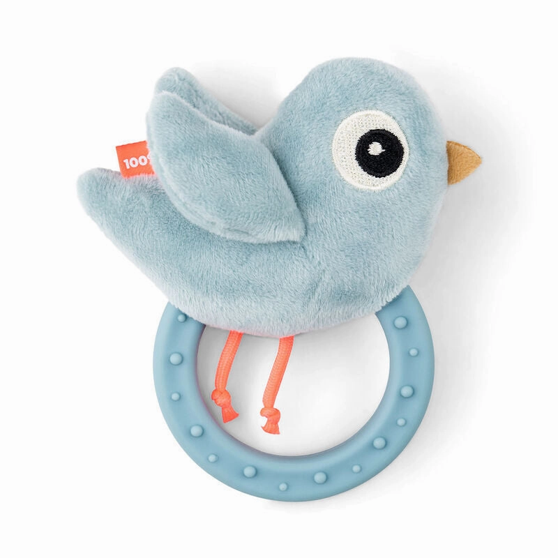 Sensory Rattle W/Teether Birdee Blue
