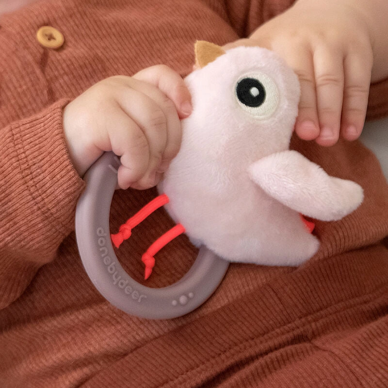 Sensory Rattle W/Teether Birdee Powder