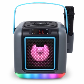 Singing Machine Cube Portable Bluetooth Karaoke System with 22 Voice Effects and LED Light Show