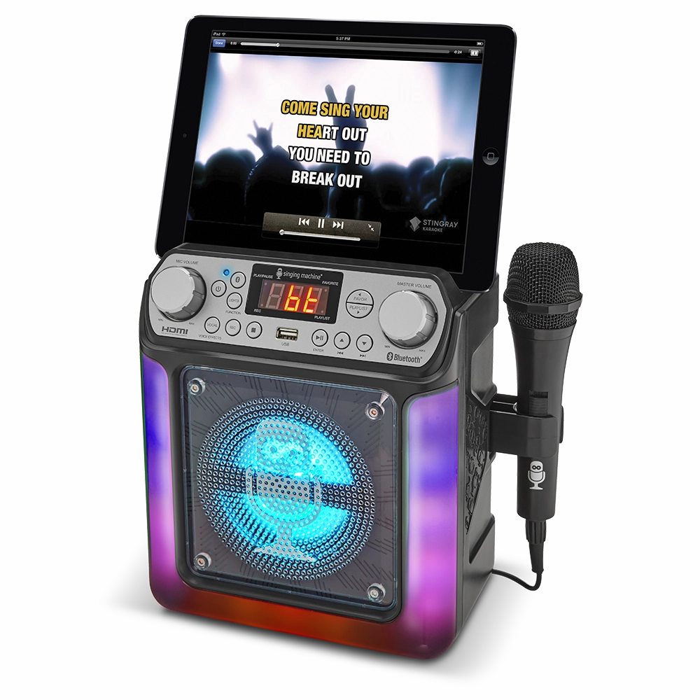 Singing Machine Groove Mini Bluetooth Karaoke Machine with 1 Wired Microphone and Disco Light Show