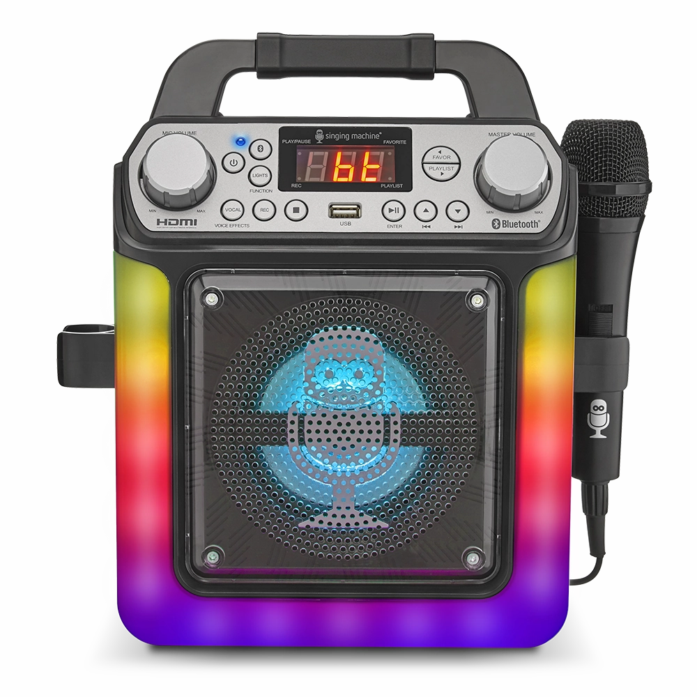 Singing Machine Groove Mini Bluetooth Karaoke Machine with 1 Wired Microphone and Disco Light Show