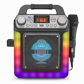 Singing Machine Groove Mini Bluetooth Karaoke Machine with 1 Wired Microphone and Disco Light Show