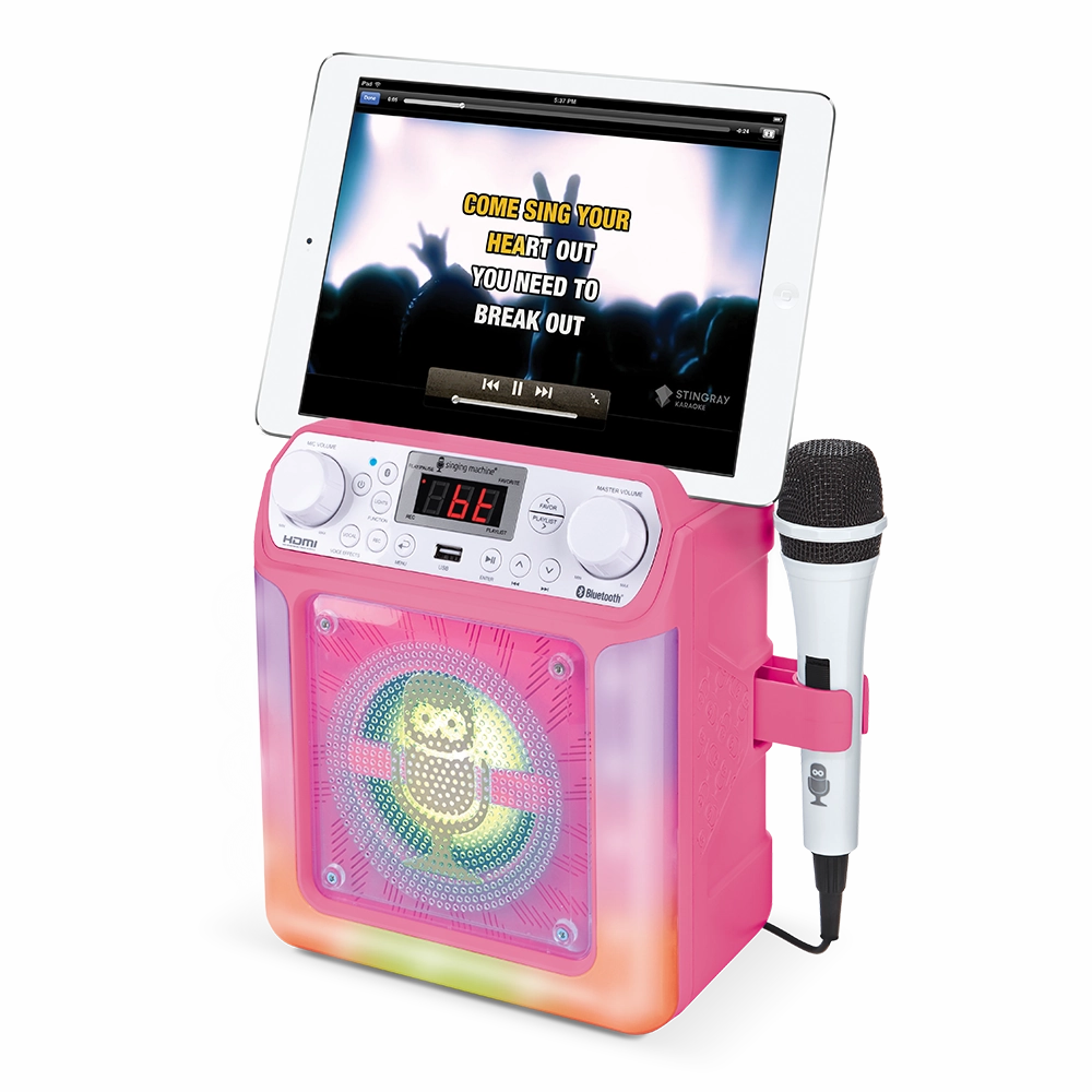 Singing Machine Groove Mini Bluetooth Karaoke Machine with 1 Wired Microphone and Disco Light Show