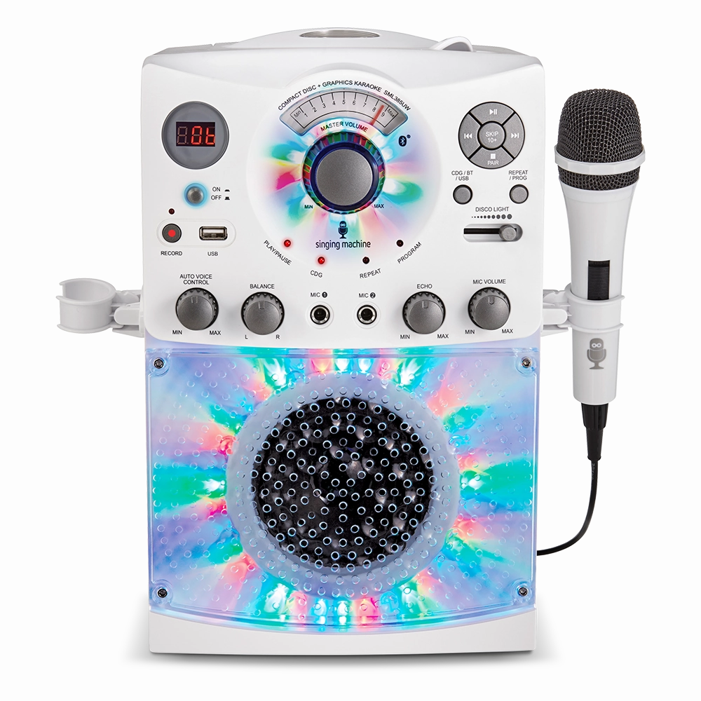 Singing Machine Portable Bluetooth Karaoke Machine with Wired Microphone and LED Disco Lights