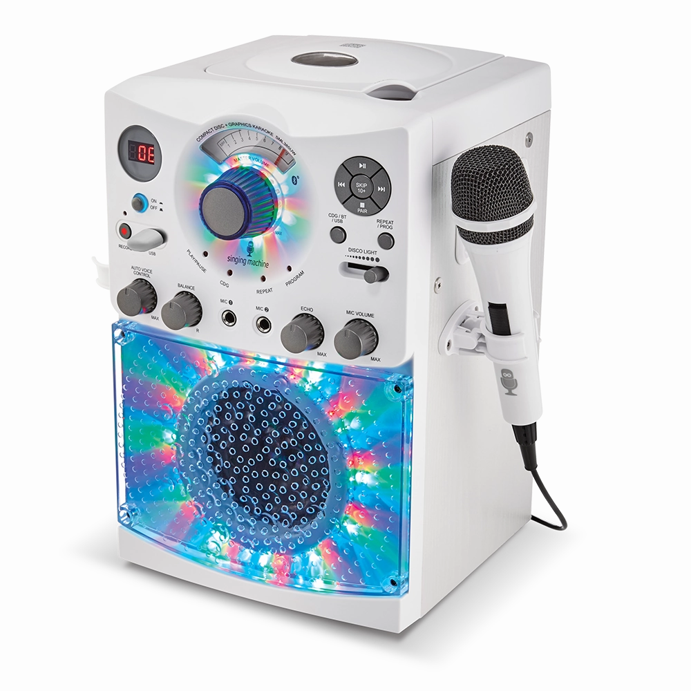Singing Machine Portable Bluetooth Karaoke Machine with Wired Microphone and LED Disco Lights