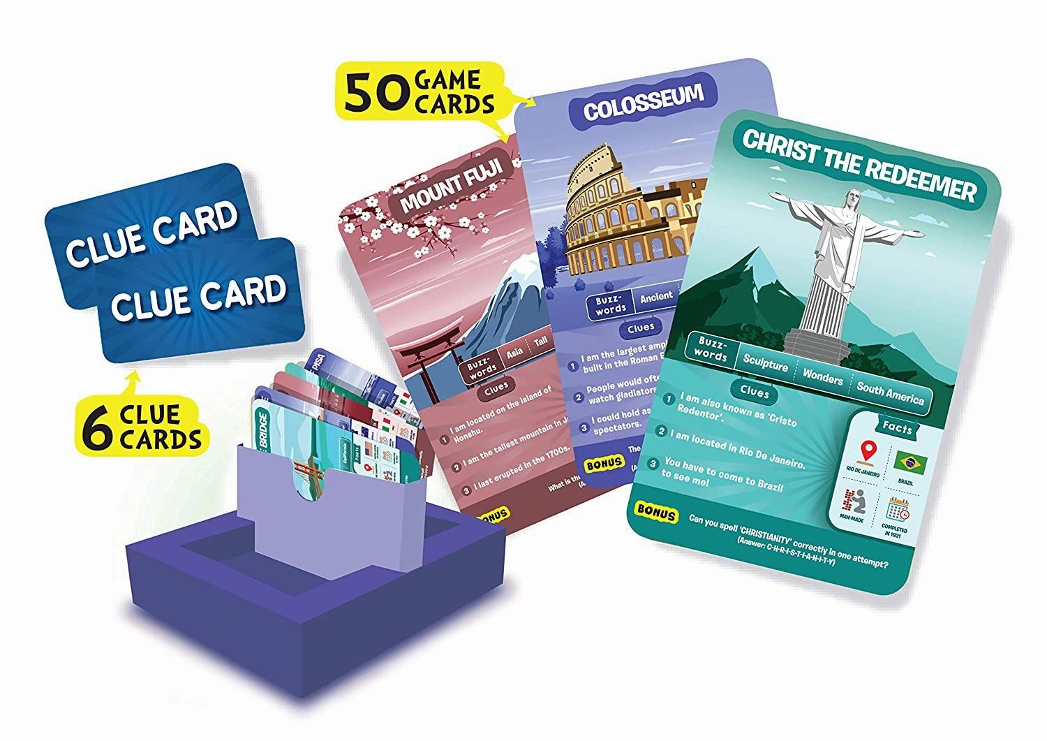 Skillmatics Legendary Landmarks - Guess In 10 (Ages 8-99) | Card Game of Smart Questions | General Knowledge for Families | Gifts for Boys and Girls