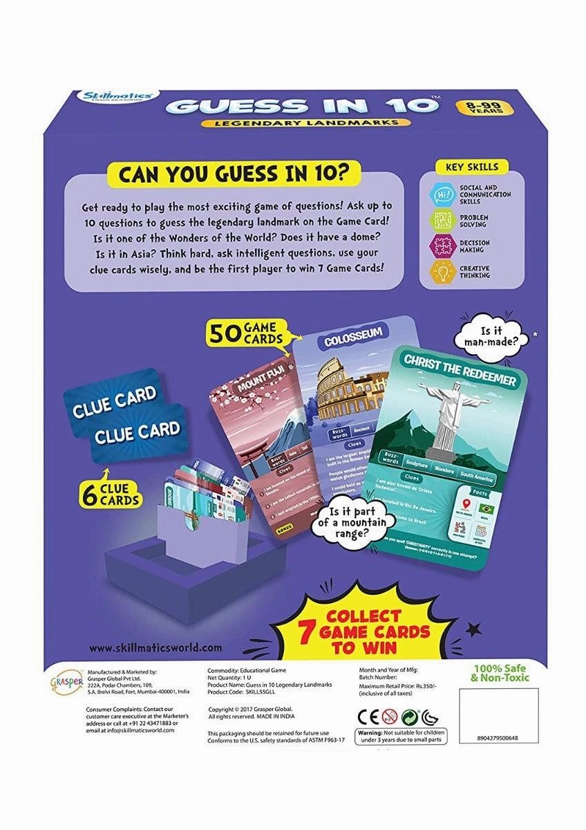 Skillmatics Legendary Landmarks - Guess In 10 (Ages 8-99) | Card Game of Smart Questions | General Knowledge for Families | Gifts for Boys and Girls