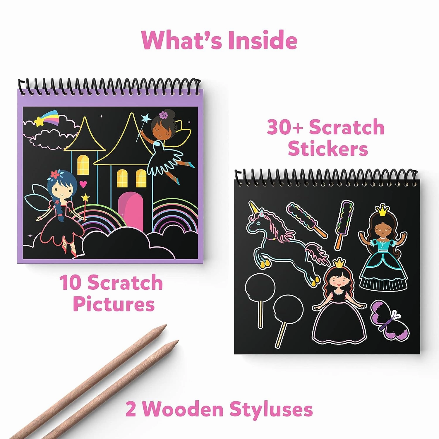 Skillmatics Magical Scratch Art Book - Unicorns & Princesses DIY Activity & Stickers Craft Kits for Ages 3 to 8 Years
