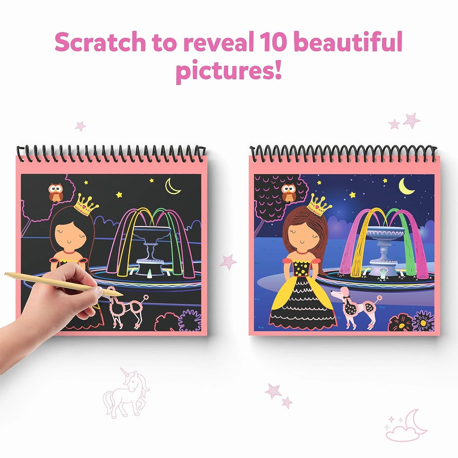 Skillmatics Magical Scratch Art Book - Unicorns & Princesses DIY Activity & Stickers Craft Kits for Ages 3 to 8 Years