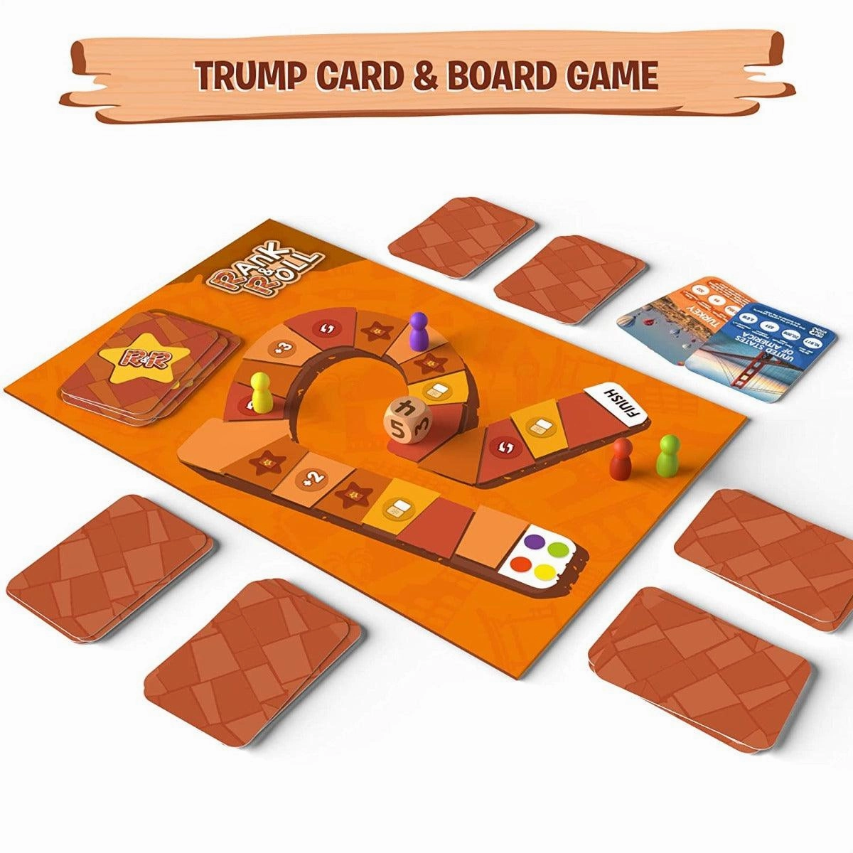 Skillmatics Rank & Roll Countries of The World - Trump Card Board Game For Ages 8 