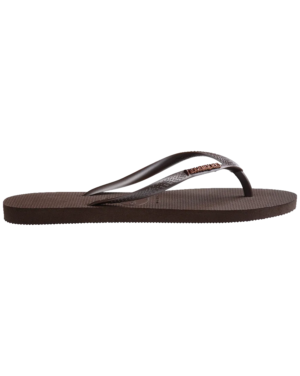 Slim Metallic Flip Flops in Dark Brown