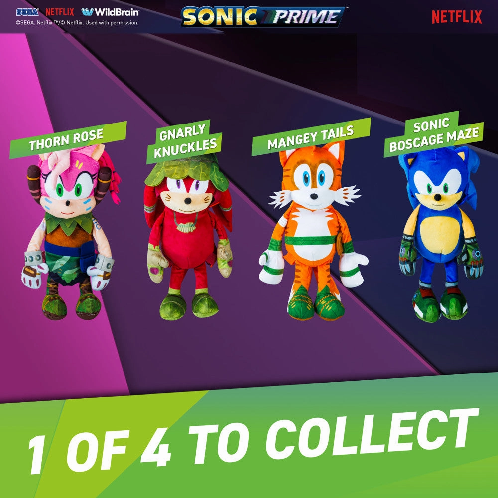 Sonic Prime Thorn Rose 15" Plush Backpack - Vibrant School Gear for Kids 3 