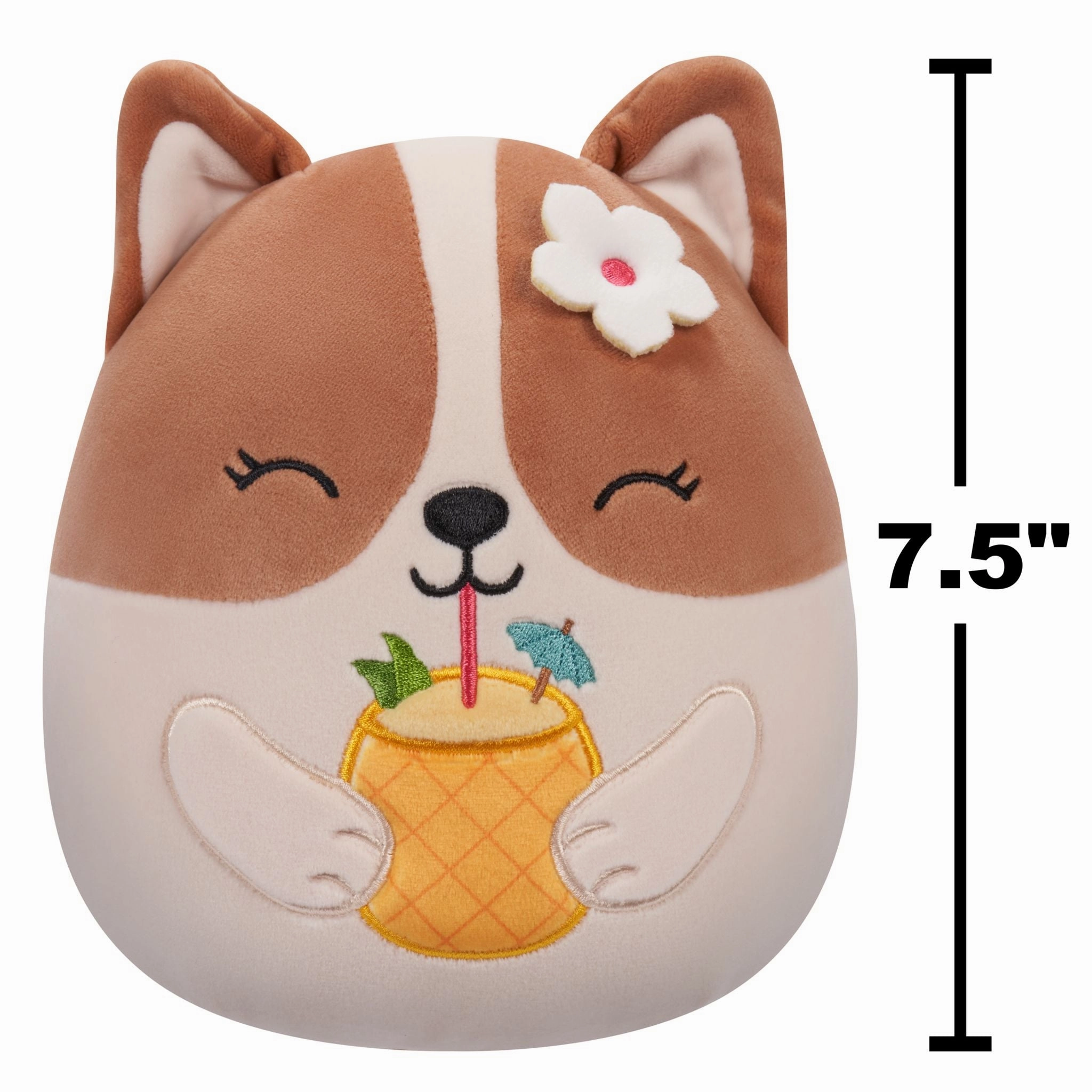 Squishmallows 7.5 Inch Plush Regina Brown And White Corgi