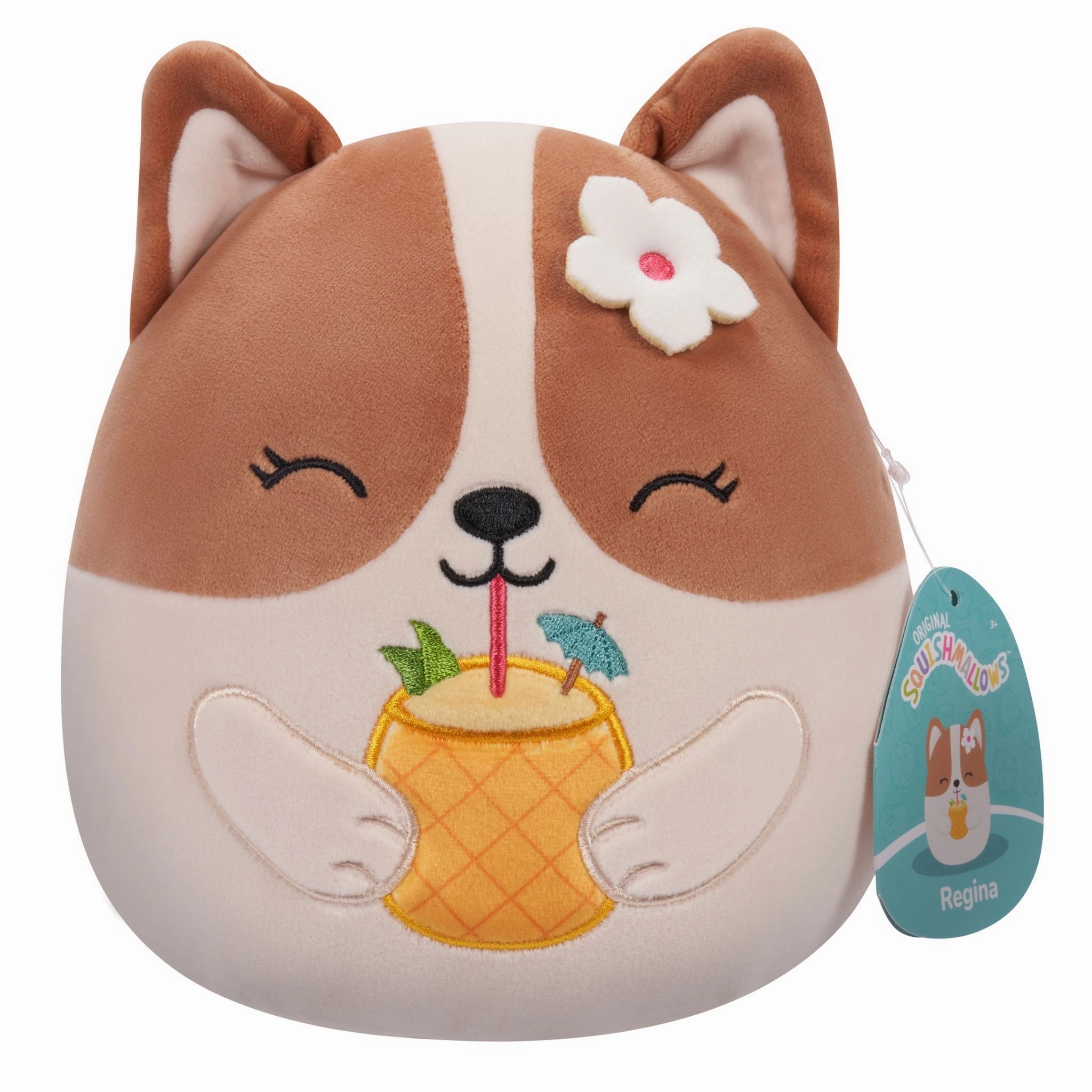 Squishmallows 7.5 Inch Plush Regina Brown And White Corgi