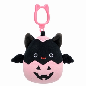 Squishmallows Season Halloween 3.5 Inch Plush Clip-On Emily Black Bat In Pink Jack-O-Lantern