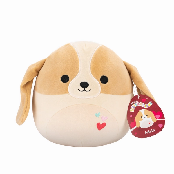 Squishmallows Valentines 12 Inch Adela the Brown And White Basset Hound
