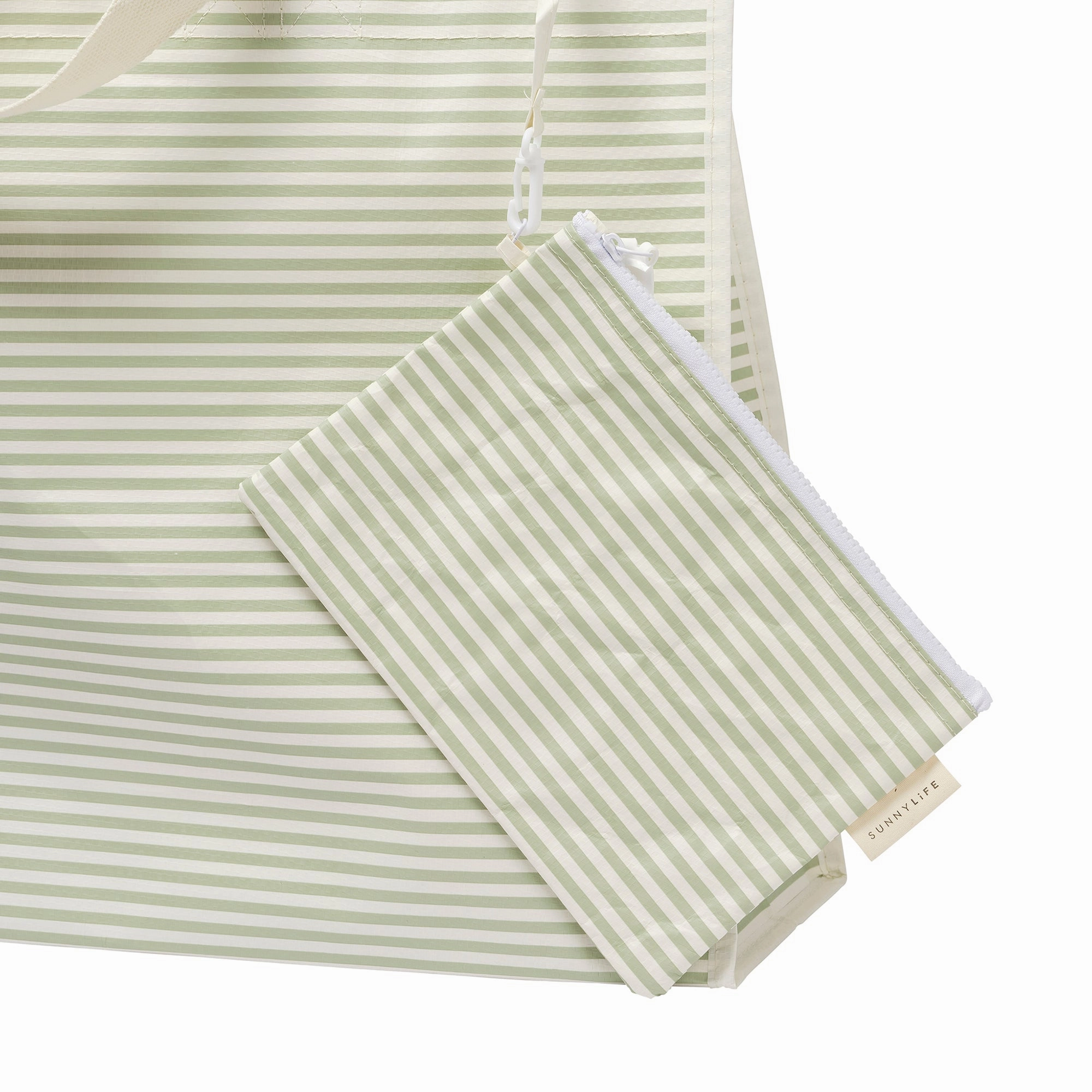 Sunnylife Carryall Beach Bag La Palma Sage Stripe - Oversized, Waterproof, and Stylish Tote