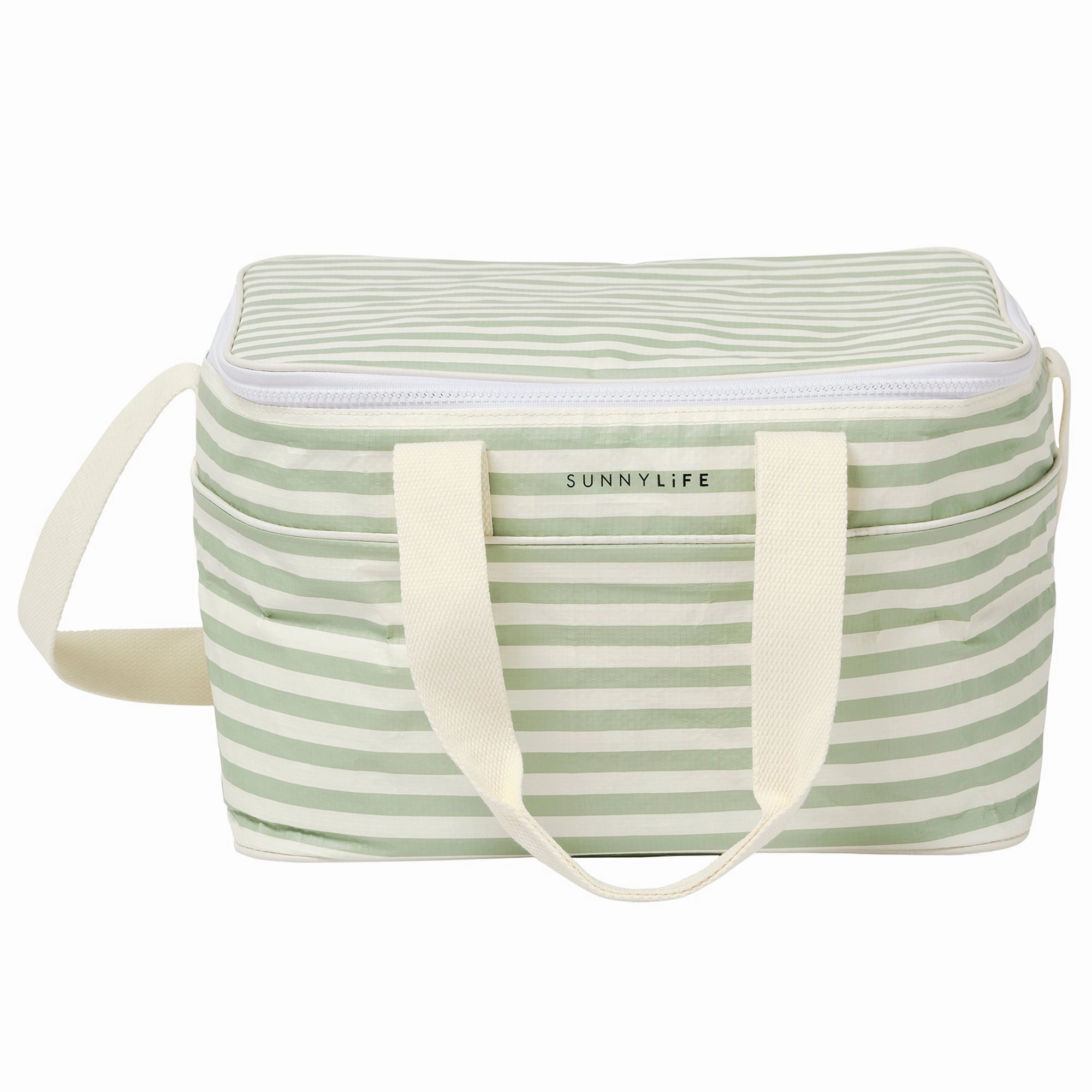 Sunnylife Coastal Chill Light Cooler Bag - La Palma Sage Stripe, 4.9 Gal