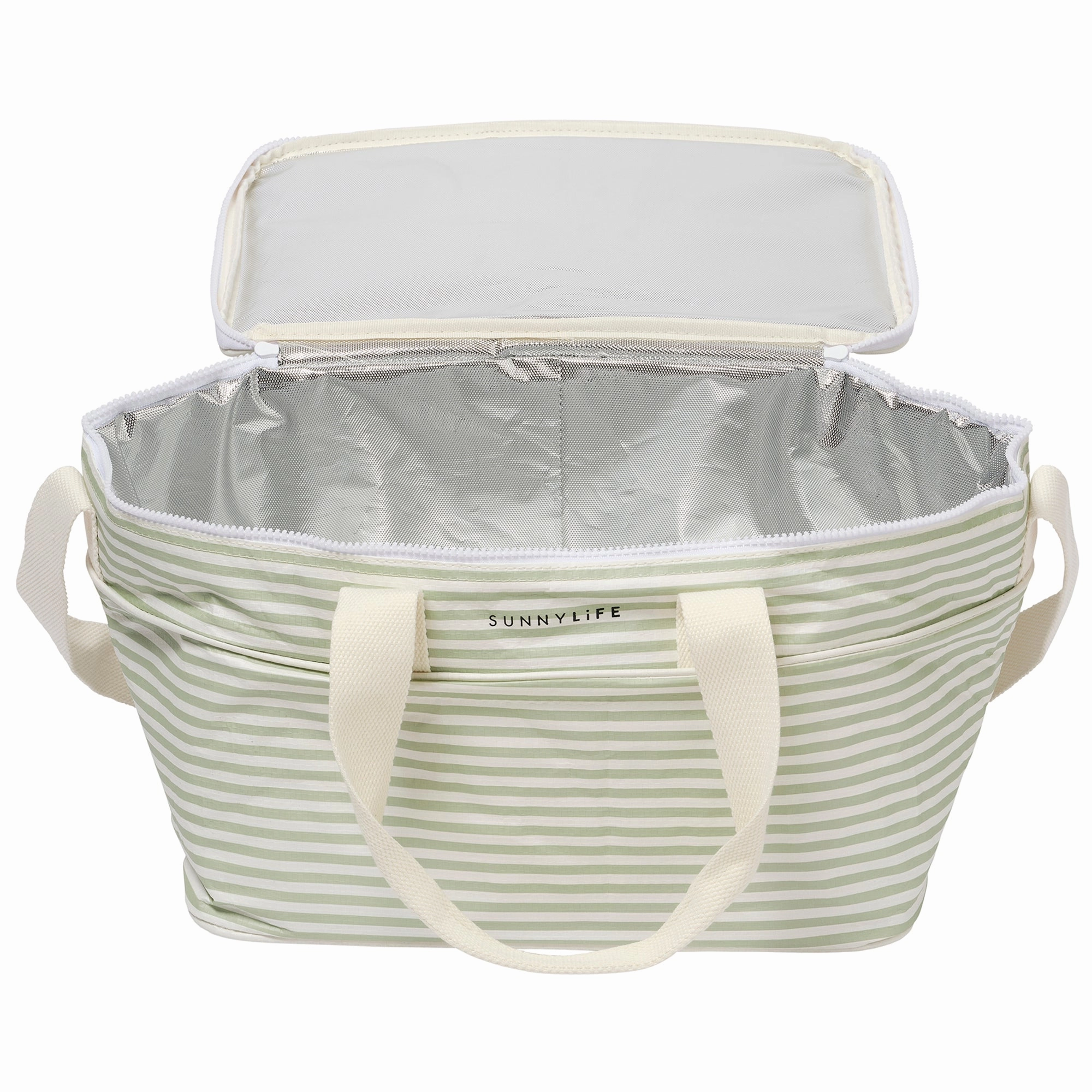 Sunnylife Coastal Chill Light Cooler Bag - La Palma Sage Stripe, 4.9 Gal