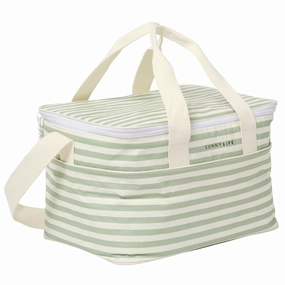 Sunnylife Coastal Chill Light Cooler Bag - La Palma Sage Stripe, 4.9 Gal