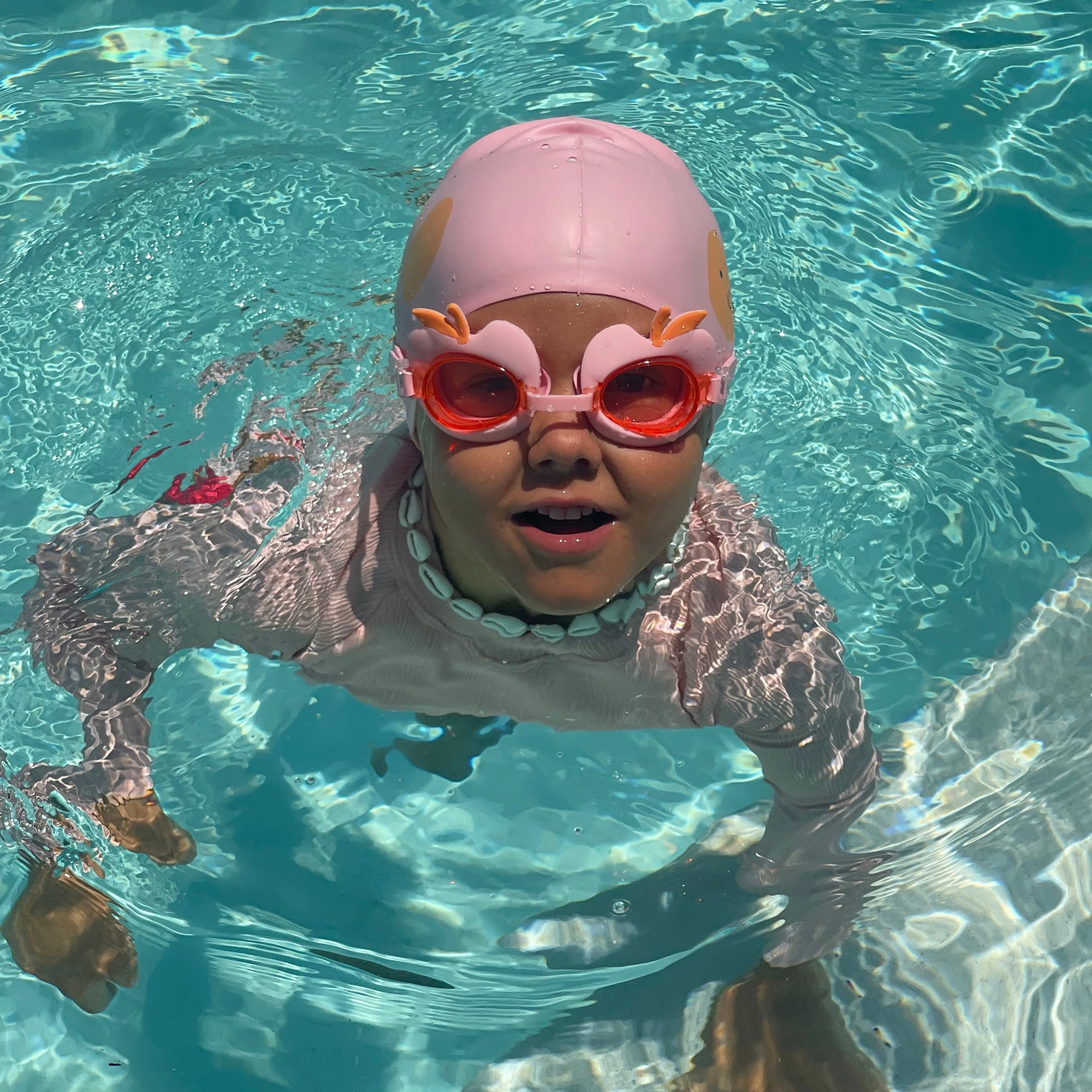 Sunnylife Cotton Candy Cherry Pink Kids Swim Goggles - 3D Cherry Band