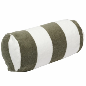 Sunnylife Inflatable Neck Pillow for Beach - Vacay Olive Stripe, 14x6 inches