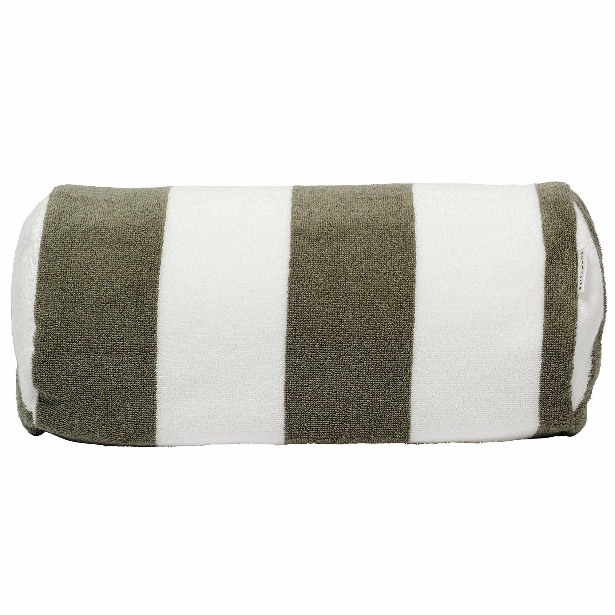 Sunnylife Inflatable Neck Pillow for Beach - Vacay Olive Stripe, 14x6 inches