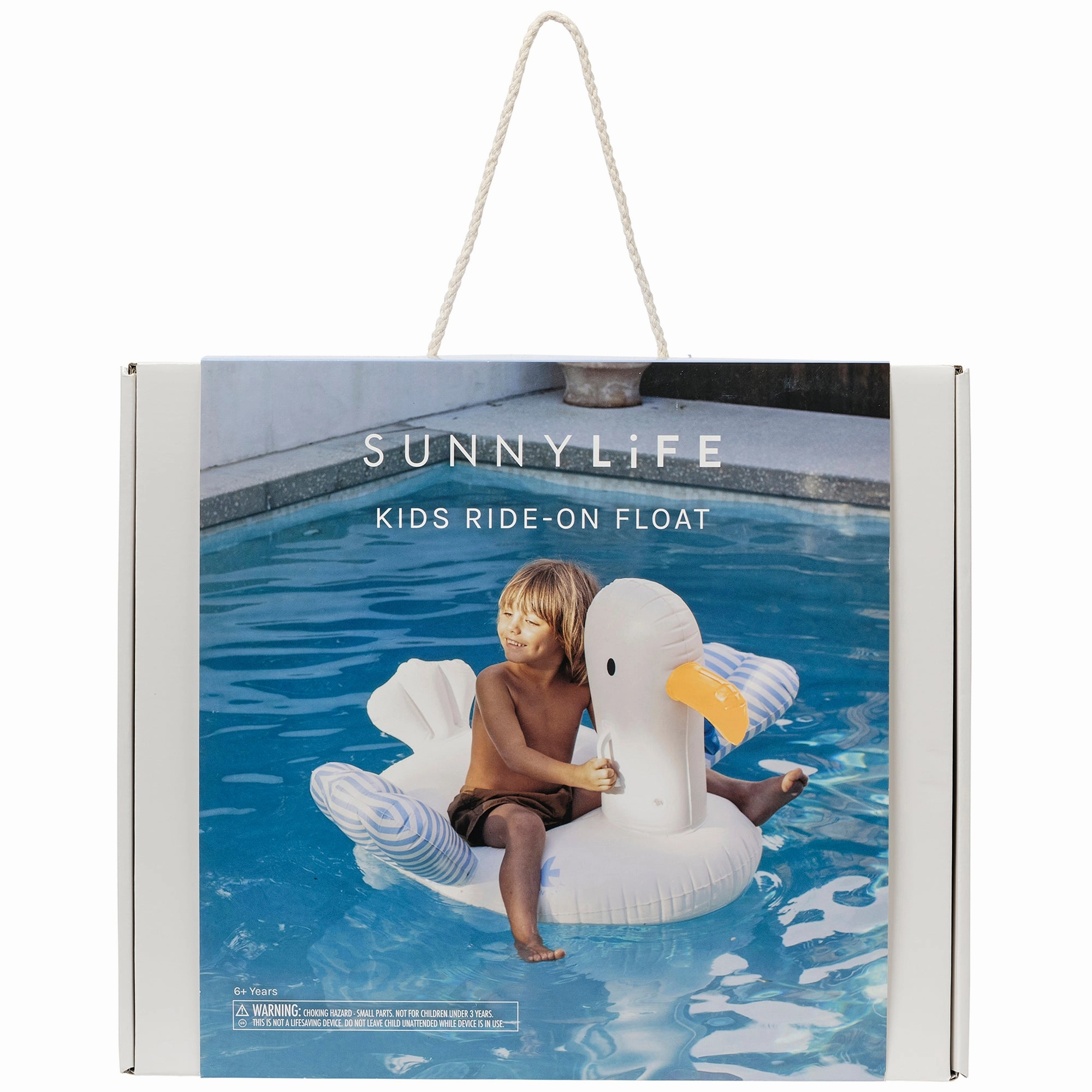 Sunnylife Kids Sid The Seagull Inflatable Ride-On Float - Blue Stripe
