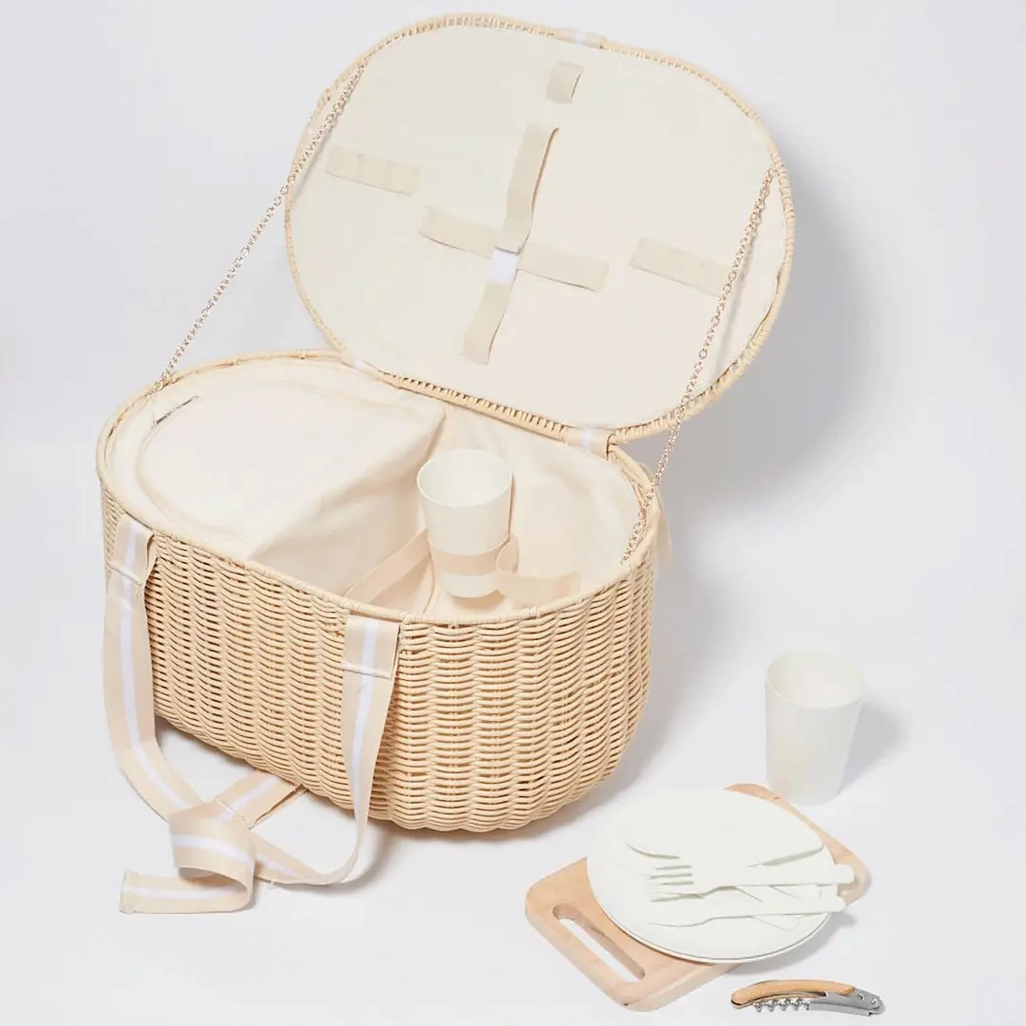 Sunnylife Large Picnic Basket Set - Le Weekend Natural