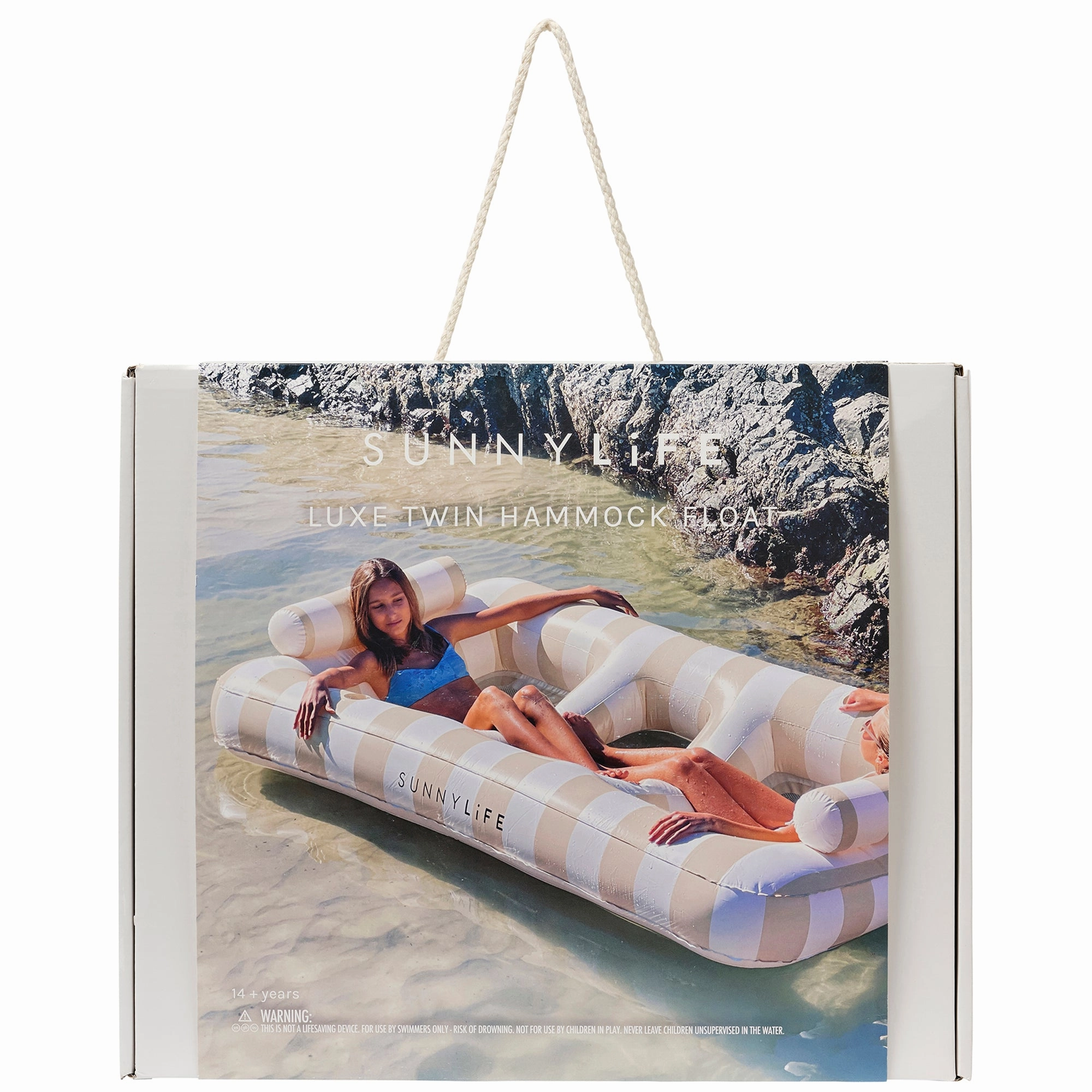 Sunnylife Luxe Twin Hammock Float, Casa Sand Stripe - 2-Person Inflatable Pool Lounger