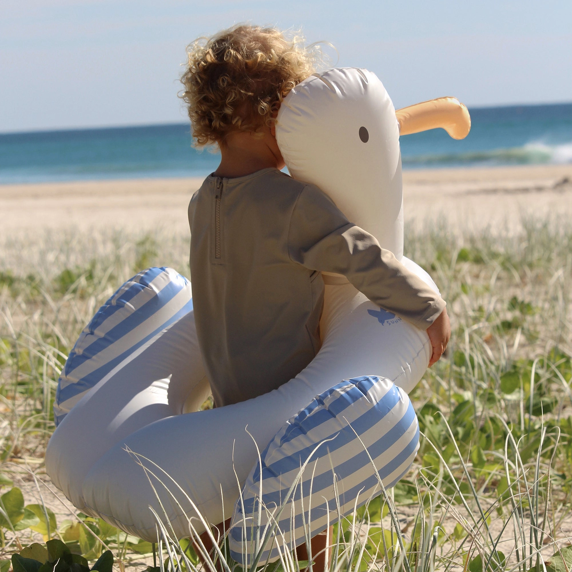 Sunnylife Sid The Seagull Inflatable Pool Ring - Blue Stripe