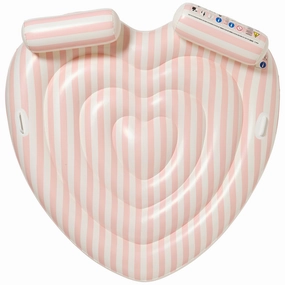 Sunnylife Twin Heart Inflatable Pool Float for Two - Pink Stripe